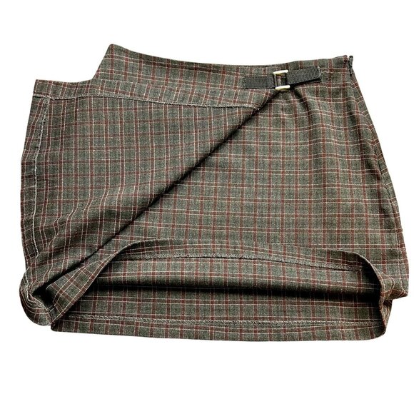 Tangents Plaid Wrap Dark Academia Preppy 90s Throwback Mini Skirt Sz 7/8 - Picture 6 of 8